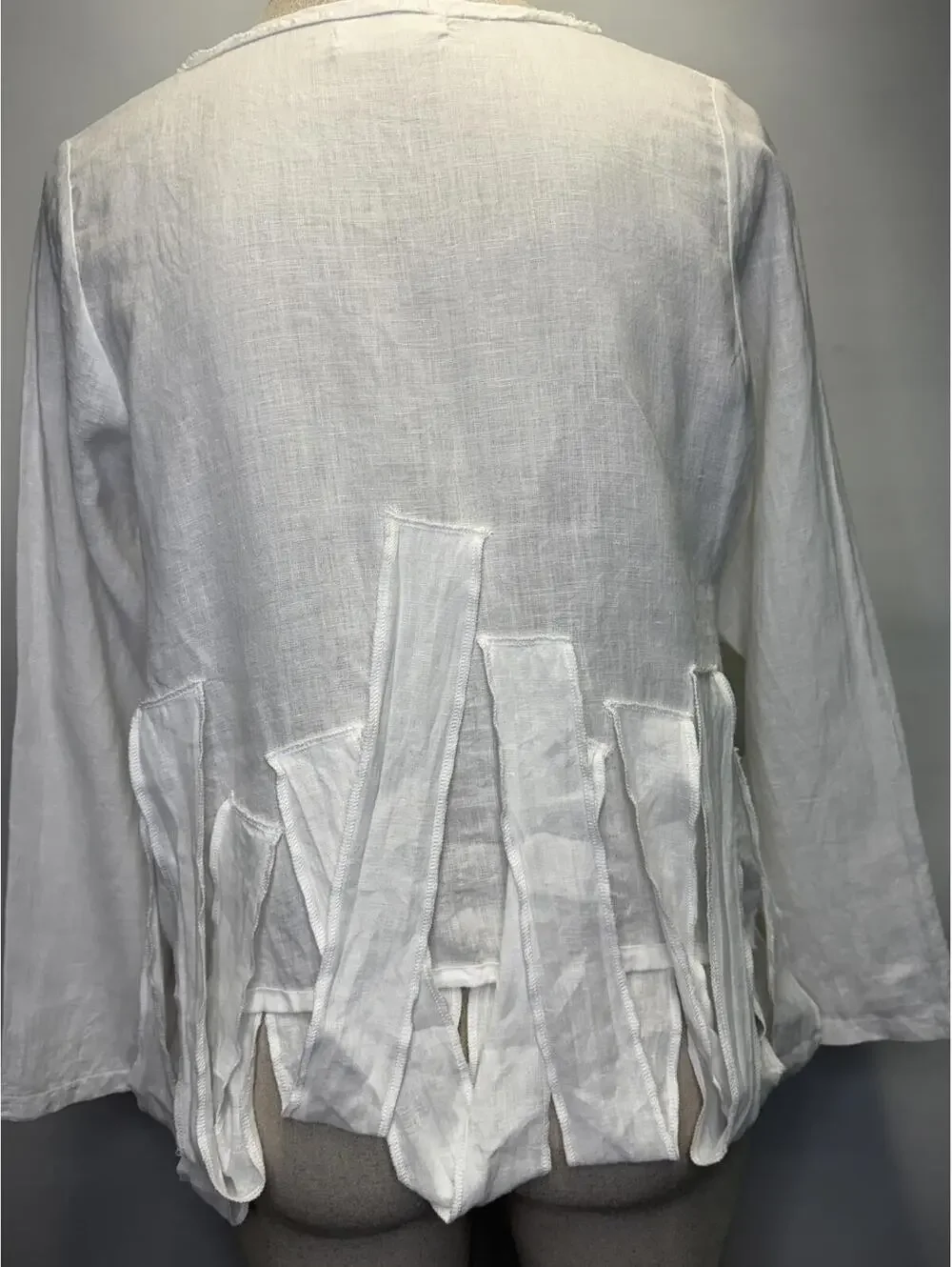 DESIGNER BODIL LINEN WHITE  BLOUSE - L - Picture 6 of 8
